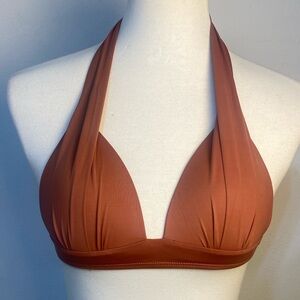 Boutique Brand Gathered Solid Bikini Top Women’s Sz S Clay NWT